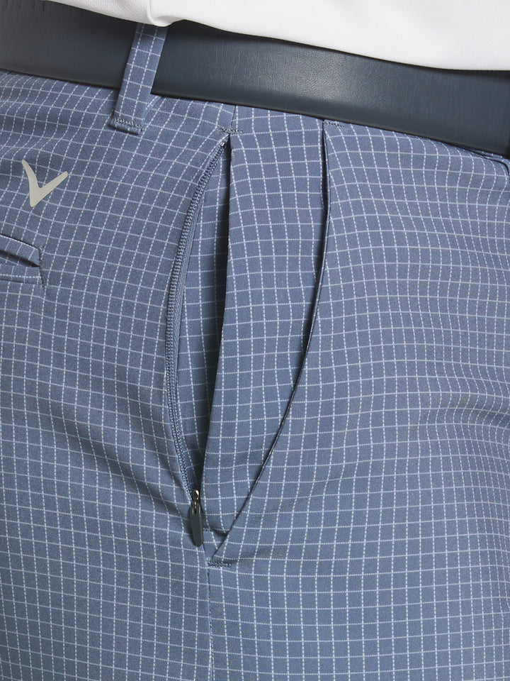 Flat Front Jaspe Grid Print Ergo Golf Short (Flint Stone) 