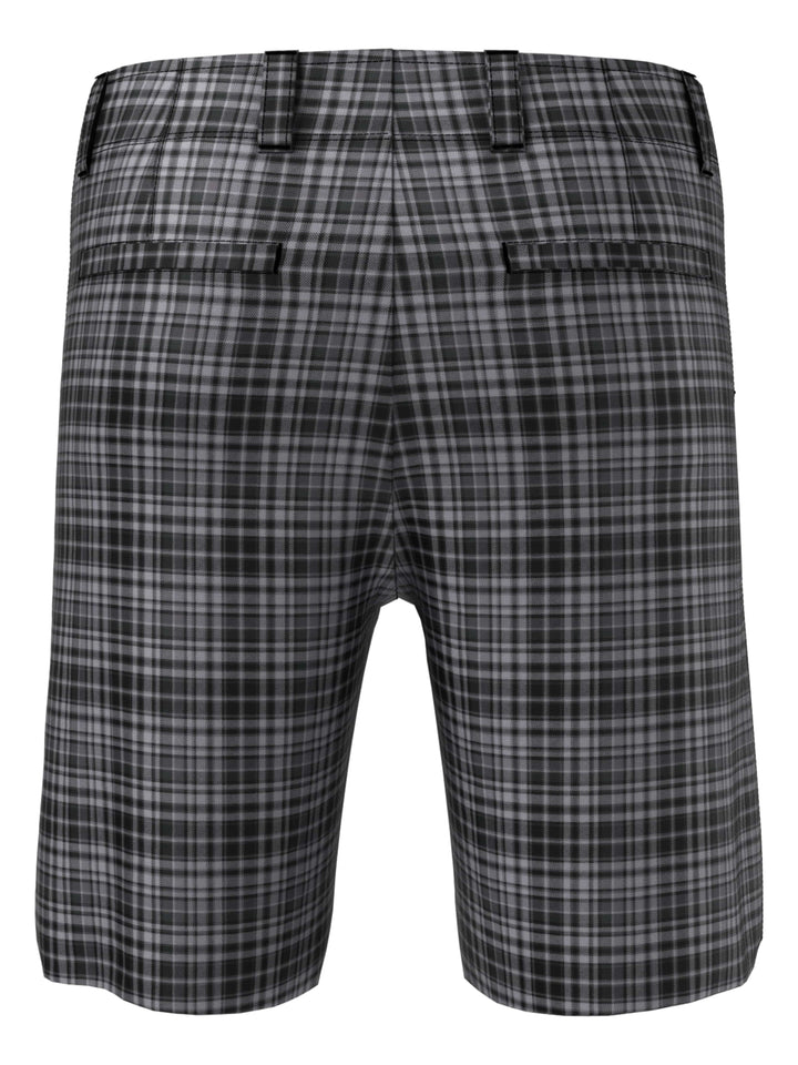 Flat Front Plaid Golf Short (Caviar) 