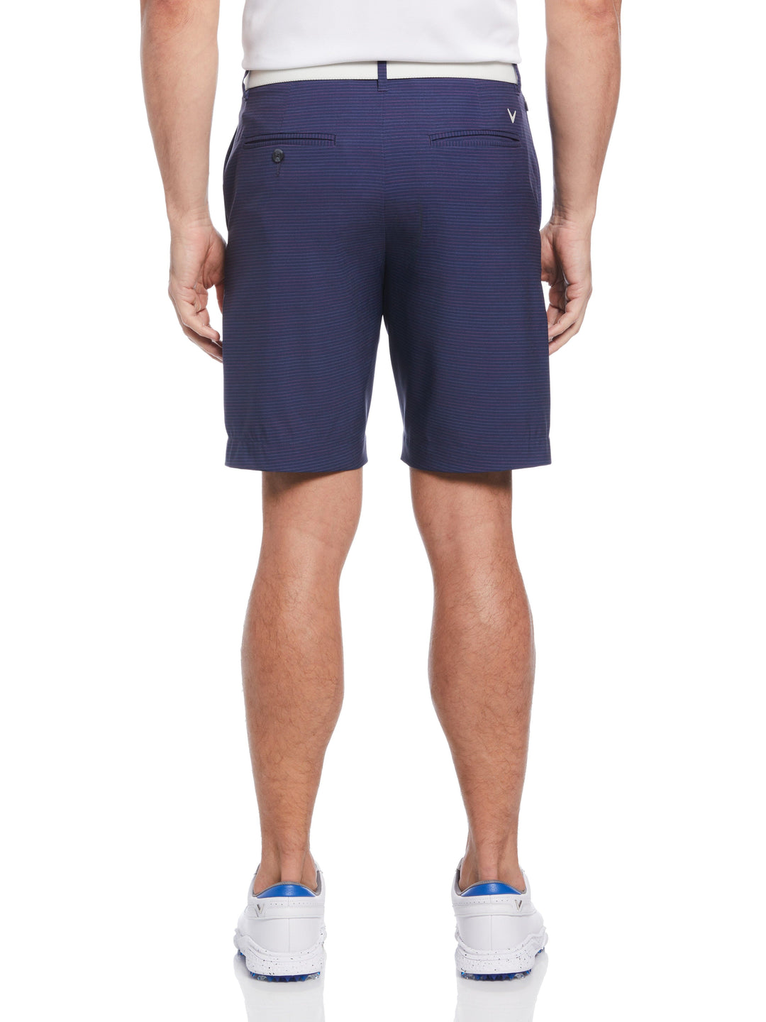 Flat Front Space Dye Fine Line Print Ergo Golf Short (Peacoat) 