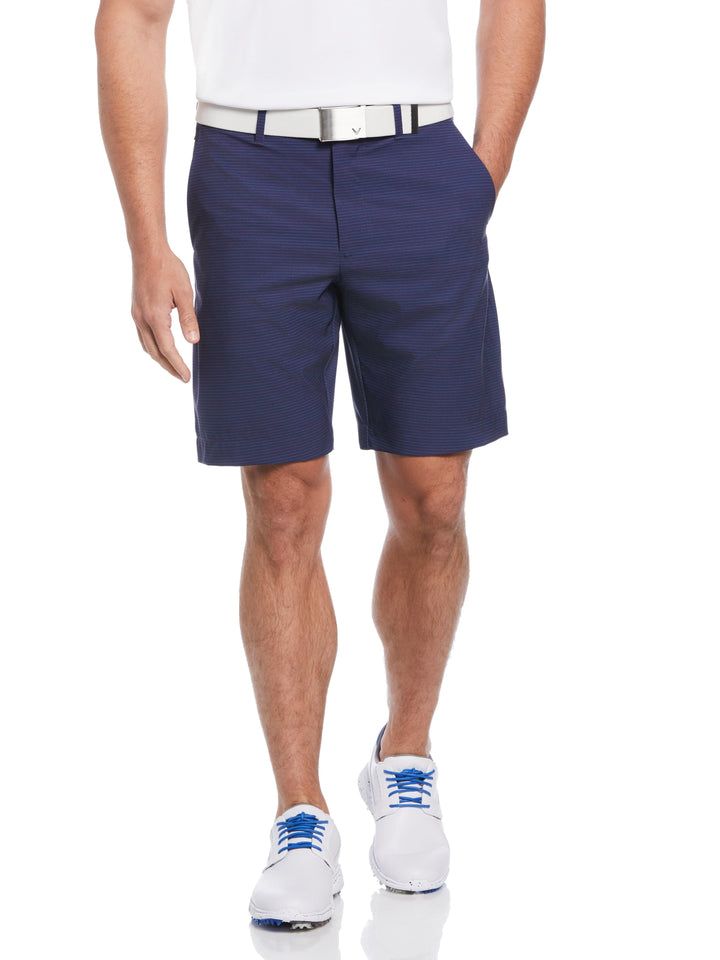 Flat Front Space Dye Fine Line Print Ergo Golf Short (Peacoat) 