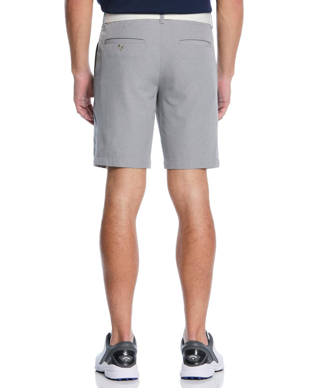 Textured Heather Flat Front 9-Inch Golf Short (Mid Grey Htr) 