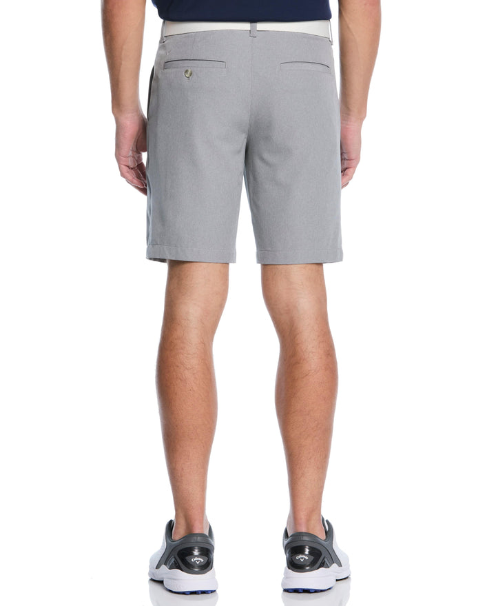 Textured Heather Flat Front 9-Inch Golf Short (Mid Grey Htr) 