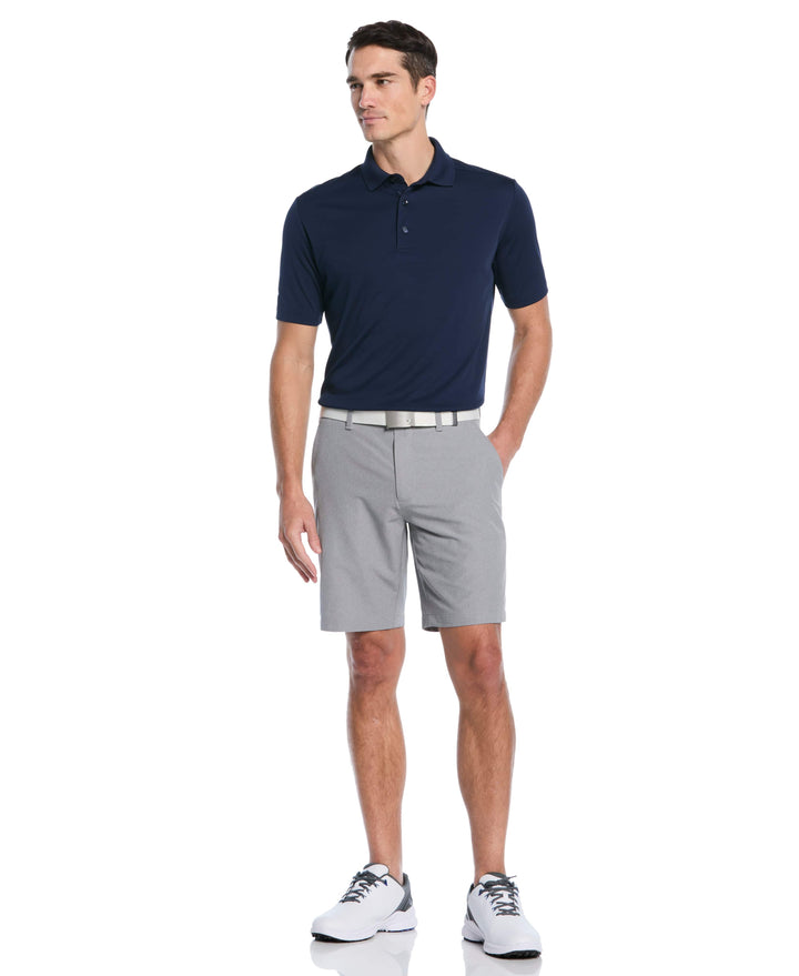 Textured Heather Flat Front 9-Inch Golf Short (Mid Grey Htr) 