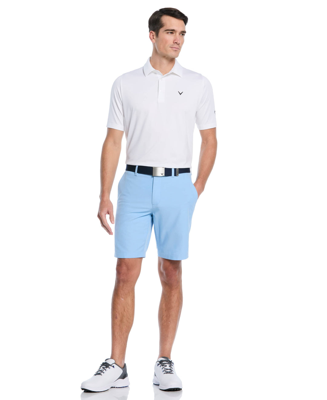 Textured Heather Flat Front 9-Inch Golf Short (Comet Sea Star Htr) 