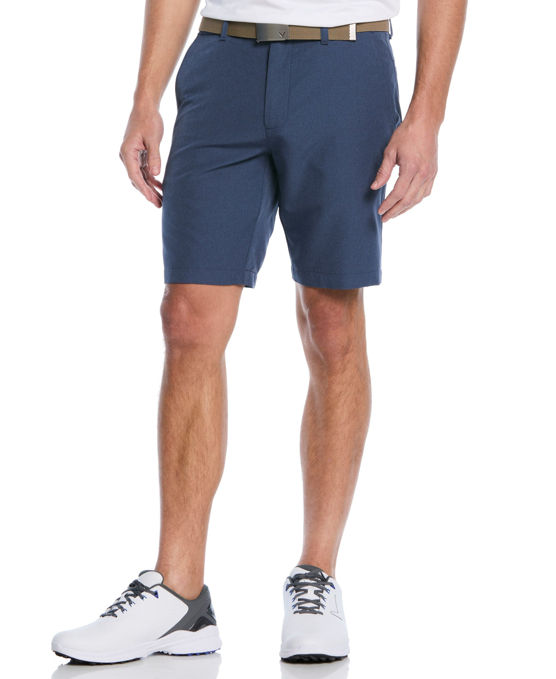 Textured Heather Flat Front 9-Inch Golf Short (Peacoat Heather) 