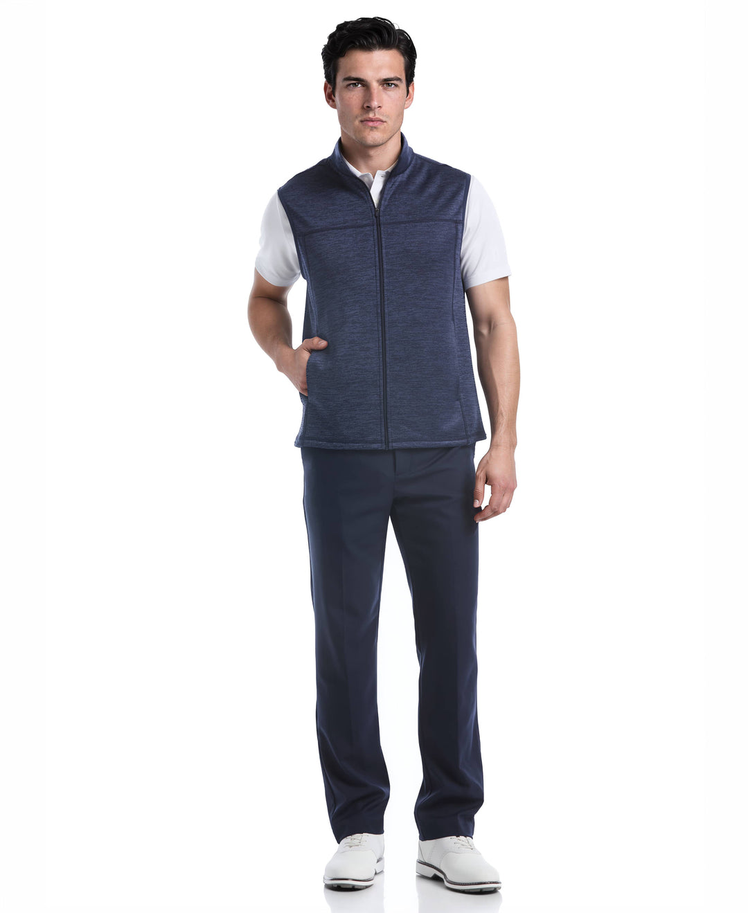 Promo Fleece Full Zip Golf Vest (Dk Peacoat Htr) 