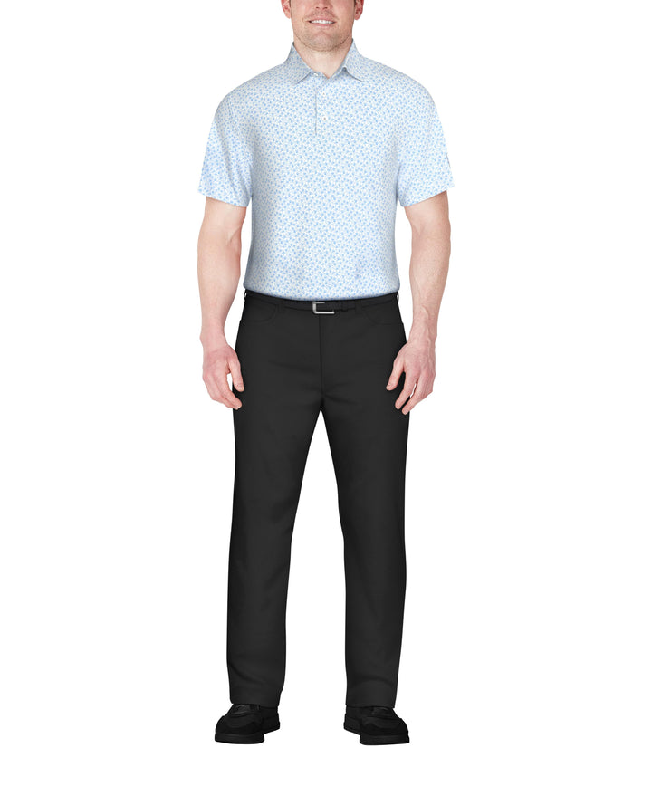 Floral Print Golf Polo (Bright White) 