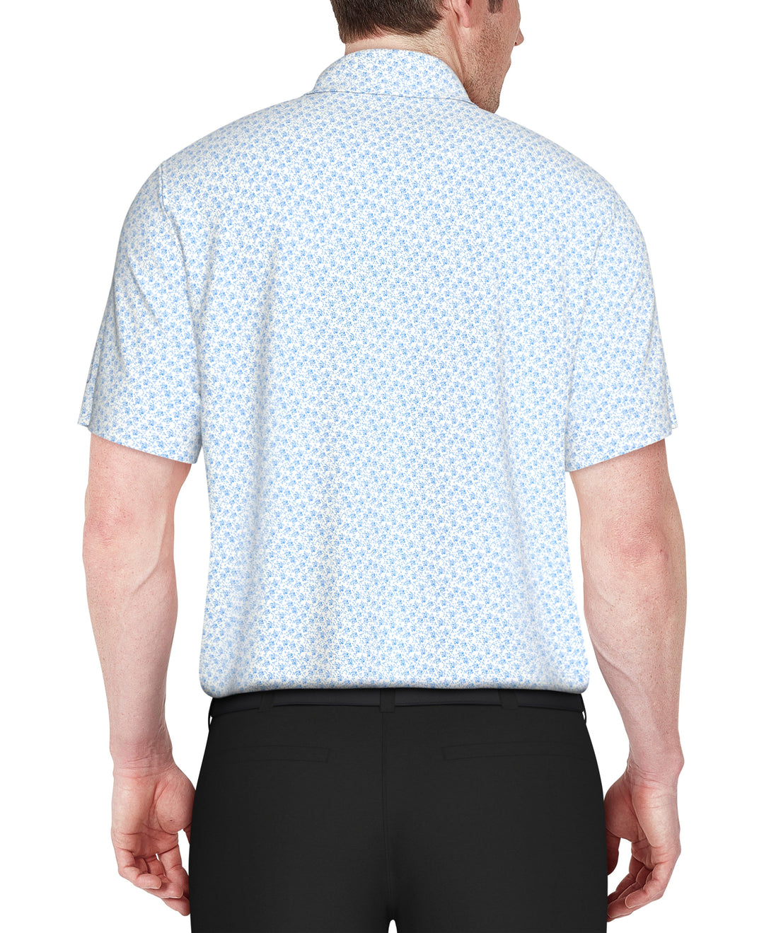 Floral Print Golf Polo (Bright White) 