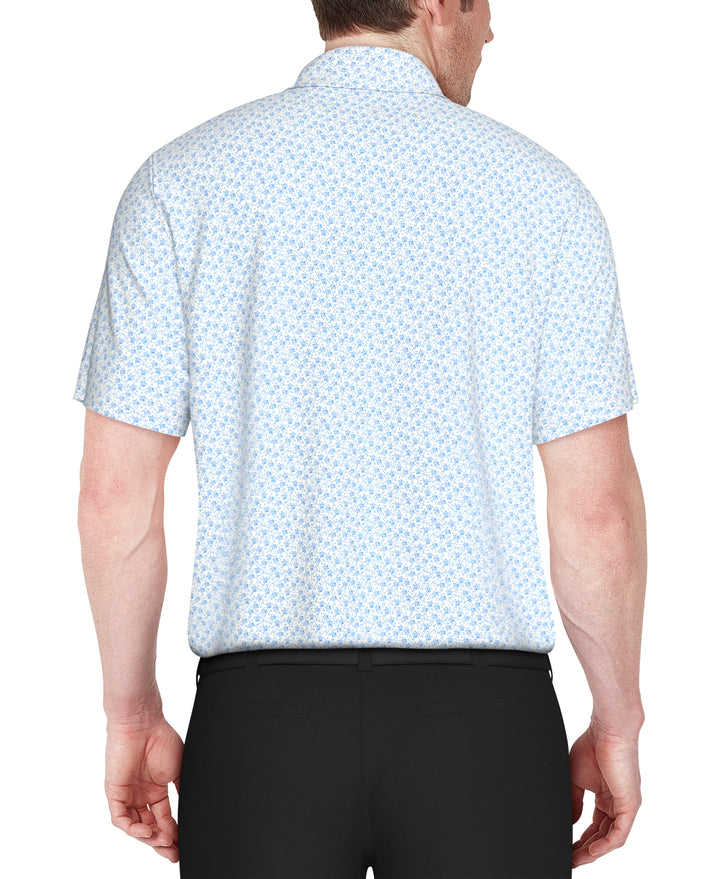 Floral Print Golf Polo (Bright White) 