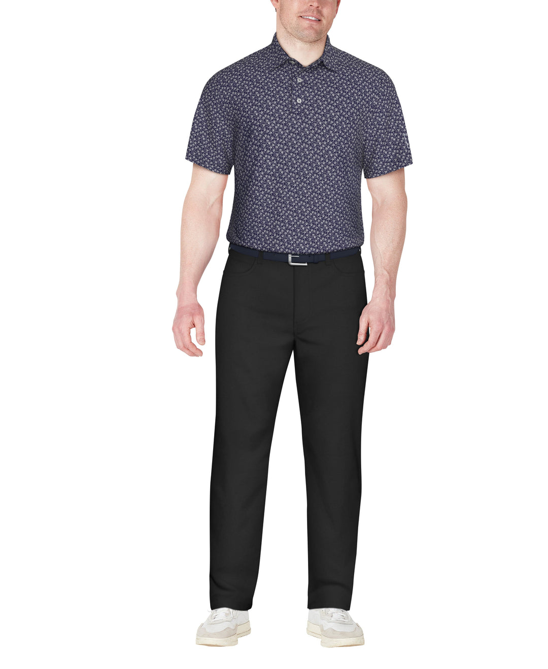 Floral Print Golf Polo (Peacoat) 