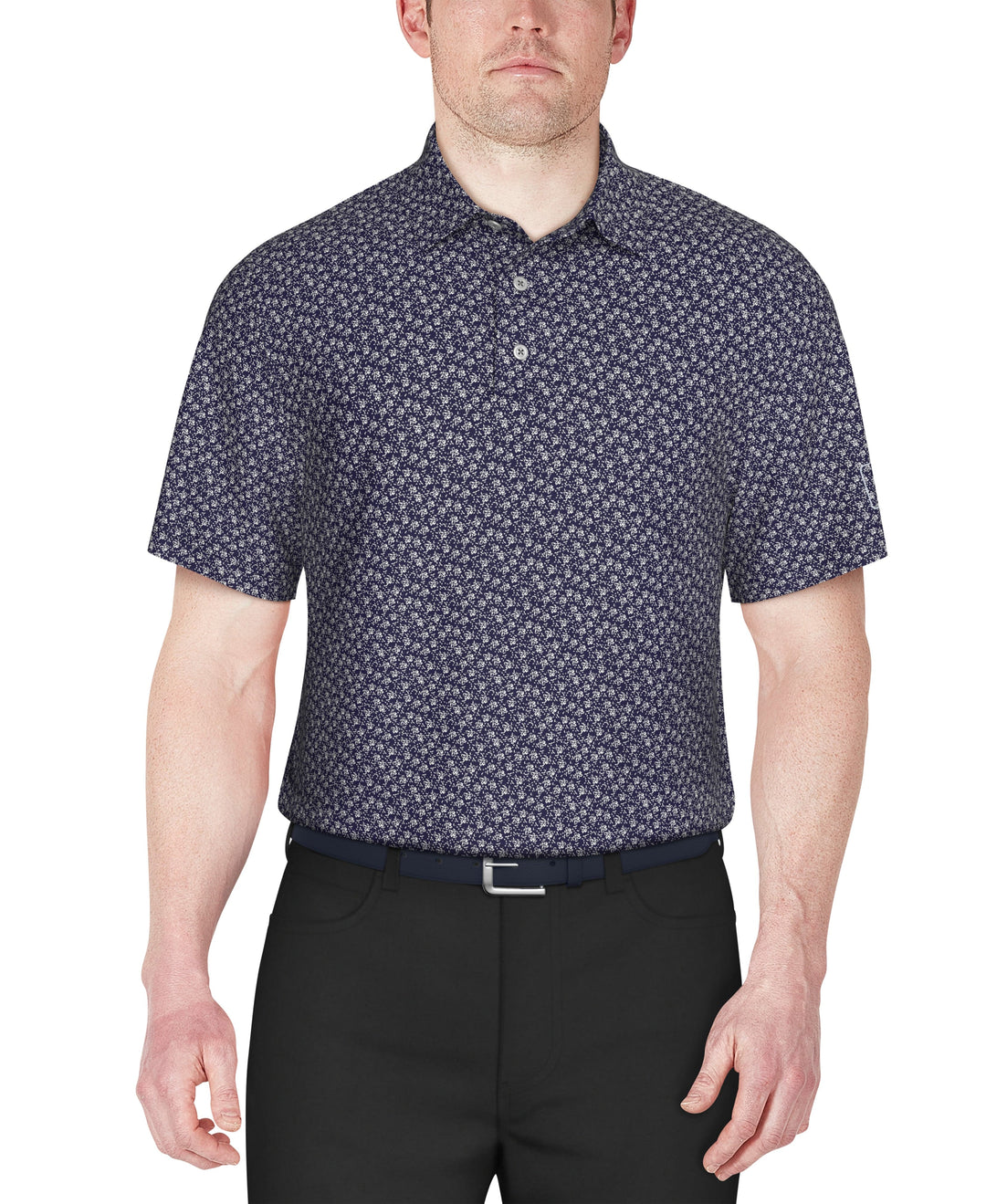 Floral Print Golf Polo (Peacoat) 