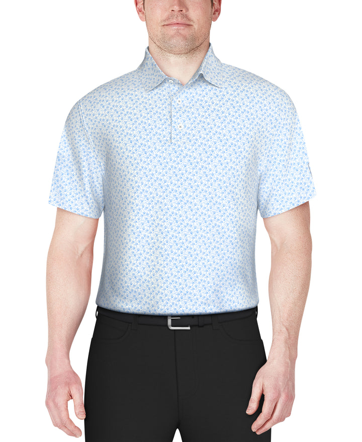 Floral Print Golf Polo (Bright White) 