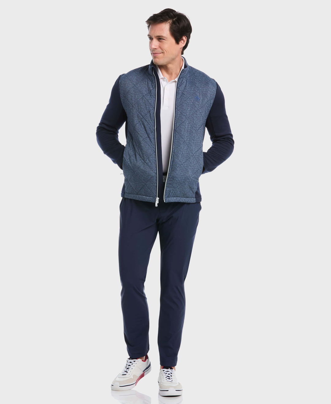 Full Zip Insulated Piping Printed Jacket (Black Iris) 