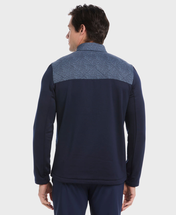 Full Zip Insulated Piping Printed Jacket (Black Iris) 