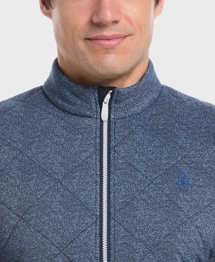 Full Zip Insulated Piping Printed Jacket (Black Iris) 