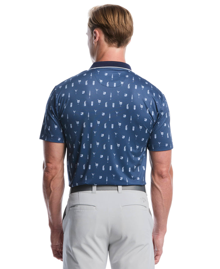 Geo Cocktail Print Golf Polo (Peacoat) 
