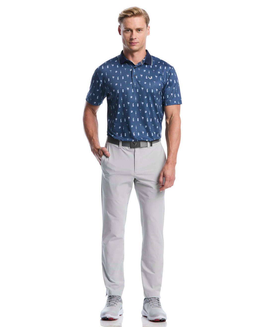 Geo Cocktail Print Golf Polo (Peacoat) 