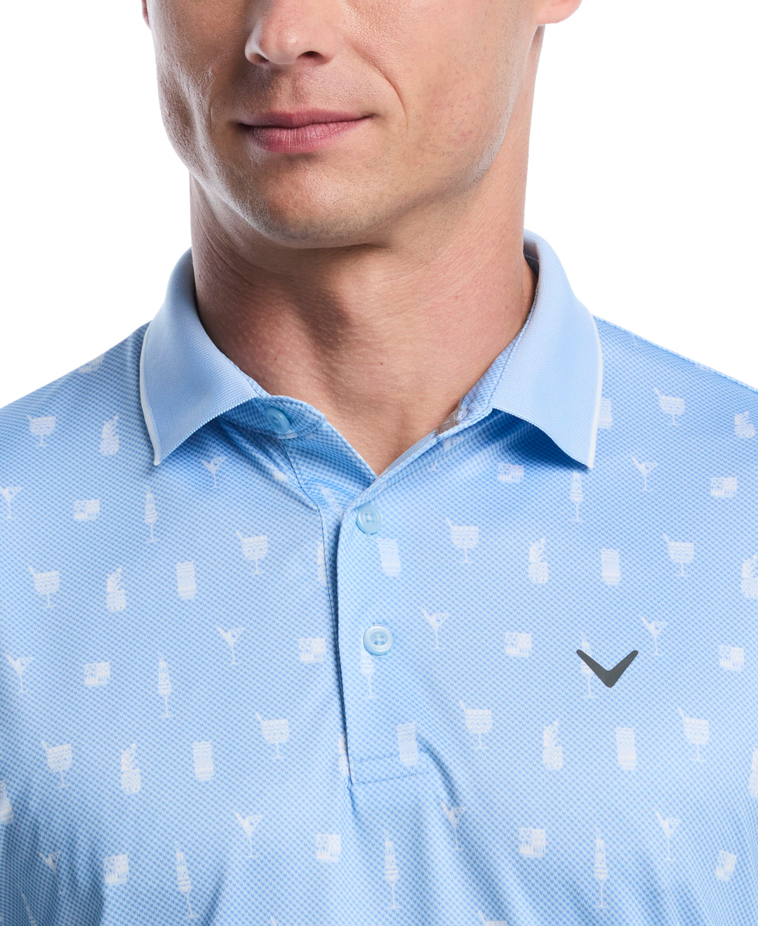 Geo Cocktail Print Golf Polo (Cerulean) 