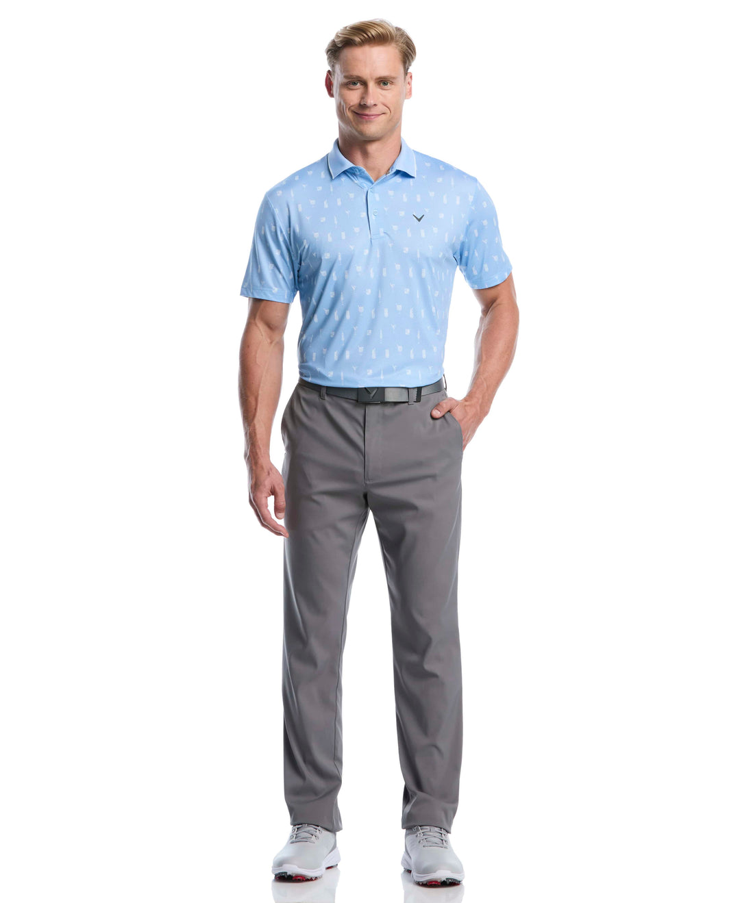Geo Cocktail Print Golf Polo (Cerulean) 