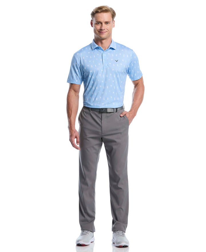 Geo Cocktail Print Golf Polo (Cerulean) 