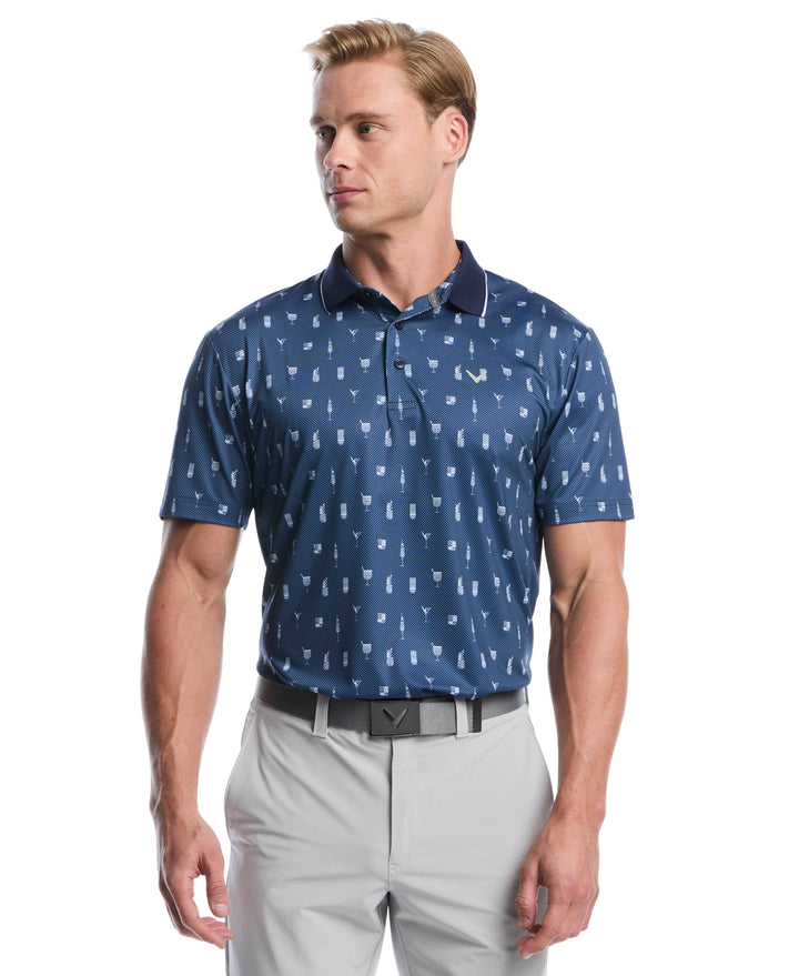 Geo Cocktail Print Golf Polo (Peacoat) 