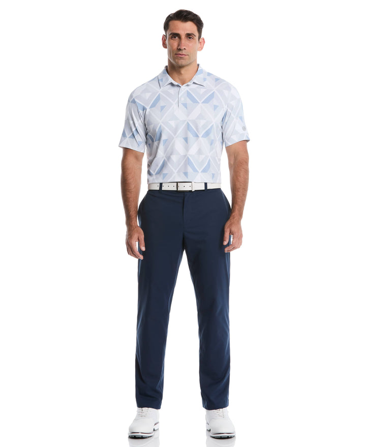Geometric Print Golf Polo (Bright White) 