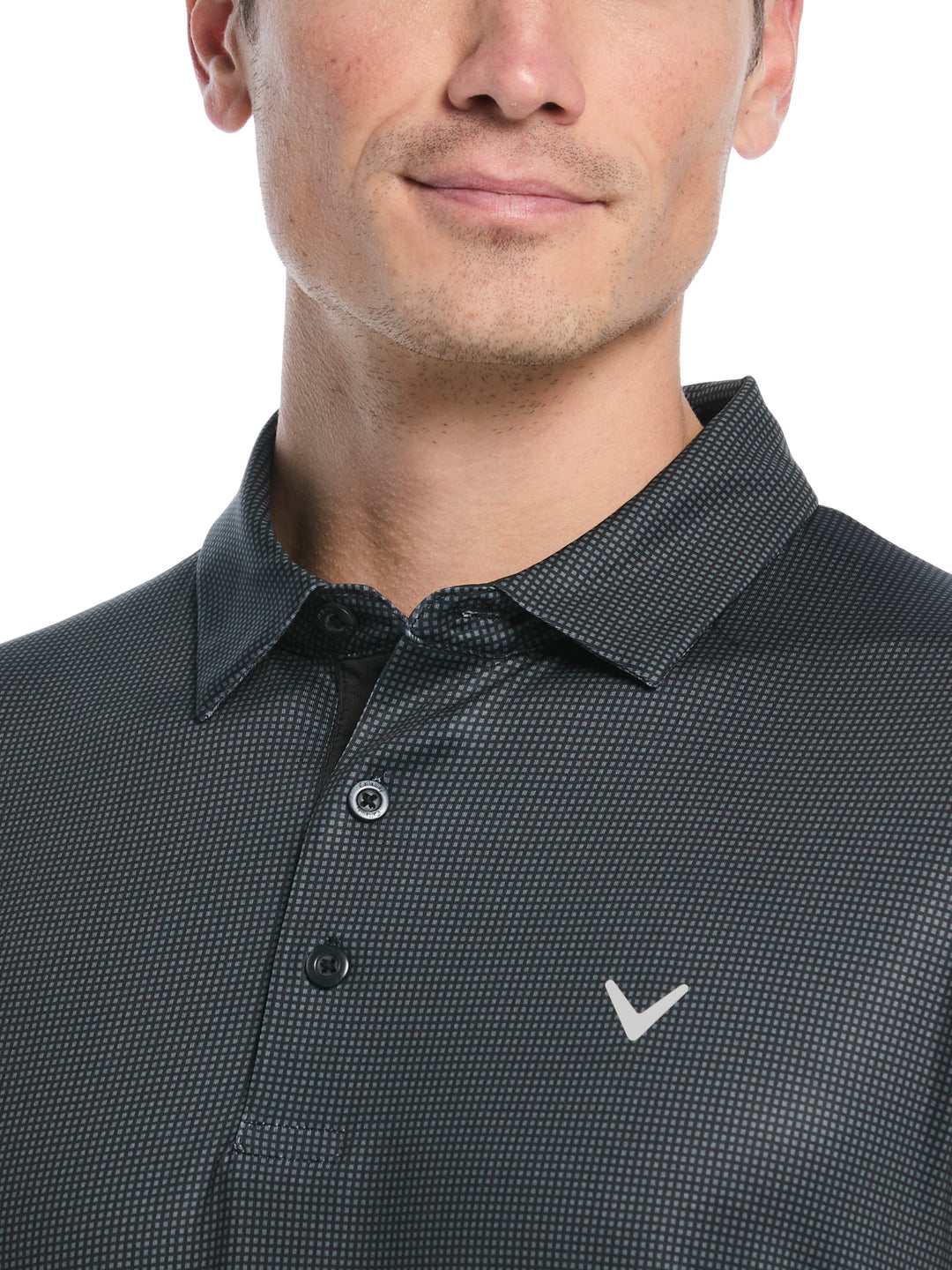 Men's Gingham Print Golf Polo