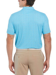 Golf Ball Print Short Sleeve Golf Polo Shirt (Blue Atoll) 