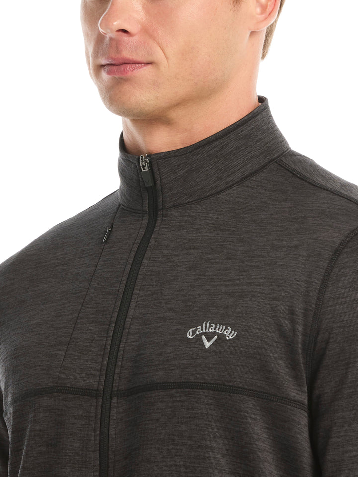 Men's Grid Fleece Back Heather Full Zip Jacket