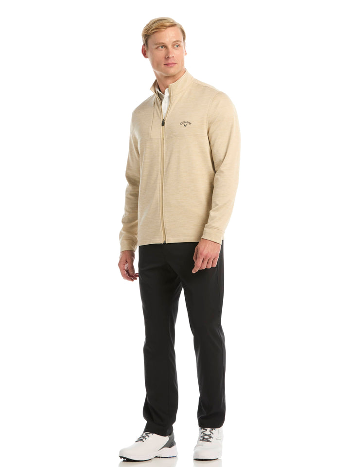 Men's Grid Fleece Back Heather Full Zip Jacket