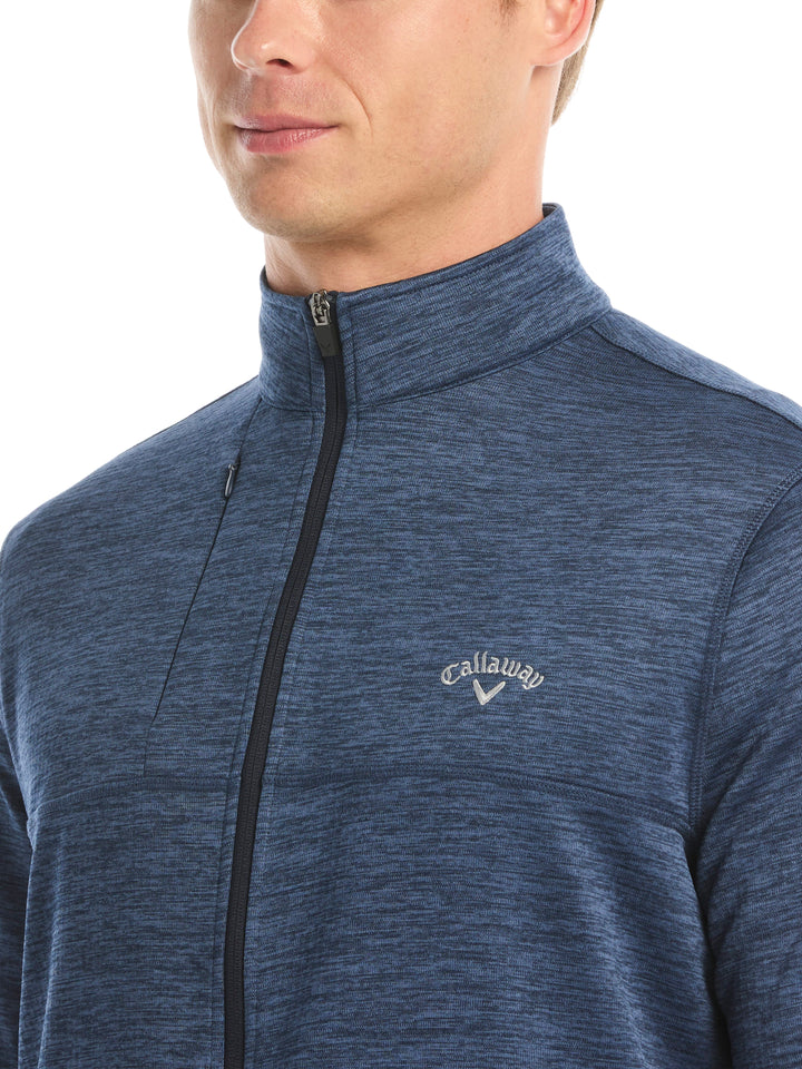 Men's Grid Fleece Back Heather Full Zip Jacket