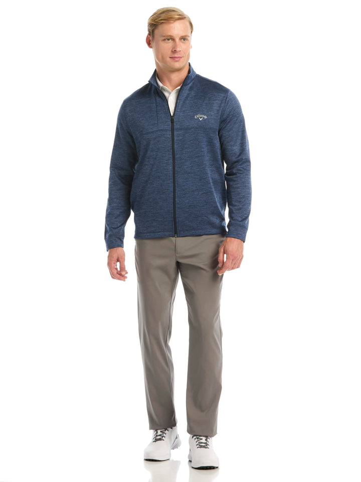 Men's Grid Fleece Back Heather Full Zip Jacket