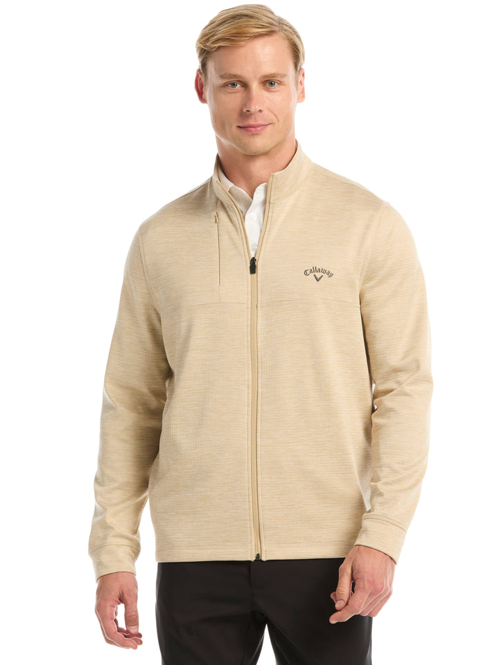 Men's Grid Fleece Back Heather Full Zip Jacket
