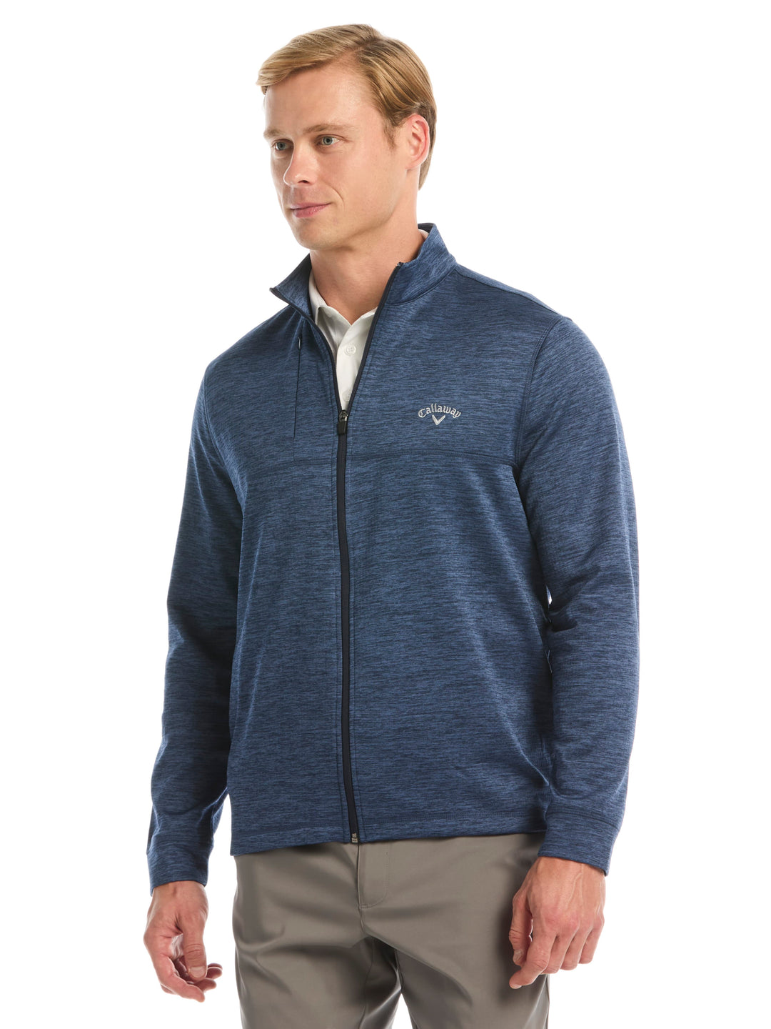 Men's Grid Fleece Back Heather Full Zip Jacket