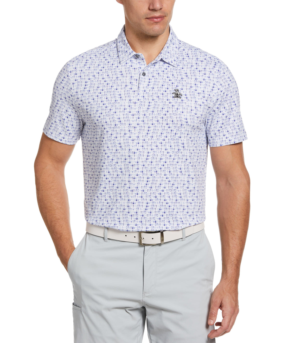 Have a Beer Novelty Print Golf Polo (Bluing) 