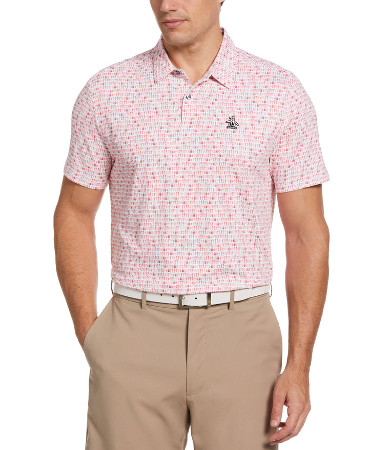 Have a Beer Novelty Print Golf Polo (Rose Bouquet) 
