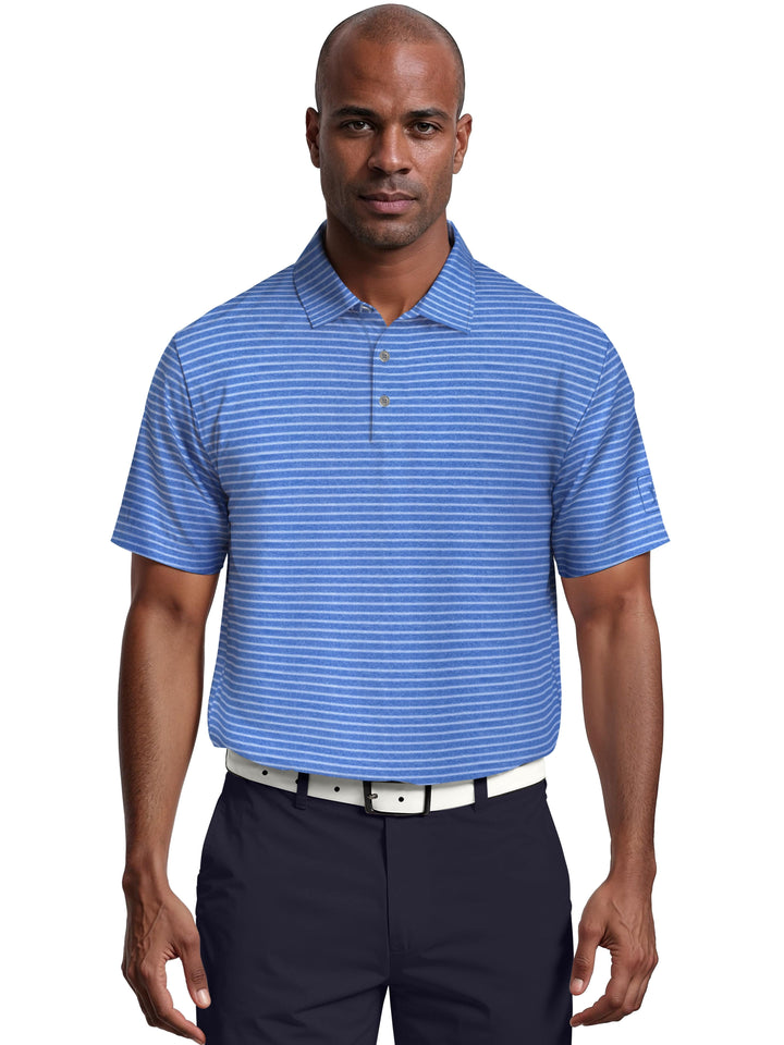 Men's Heather Feeder Stripe Golf Polo