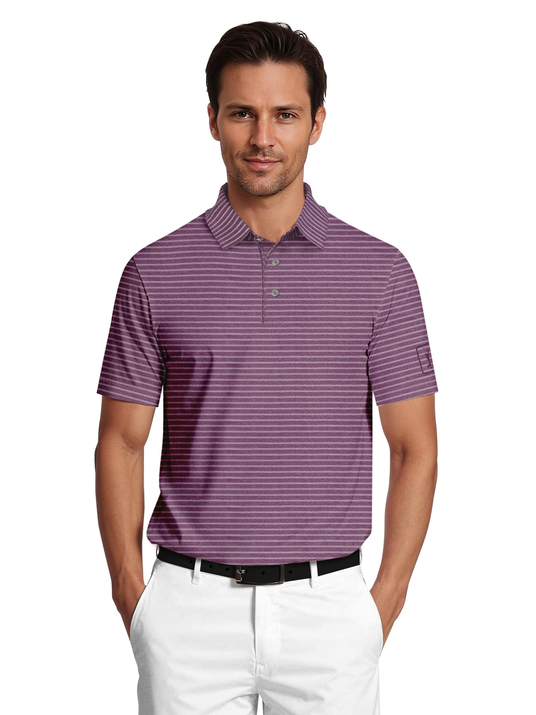 Men's Heather Feeder Stripe Golf Polo