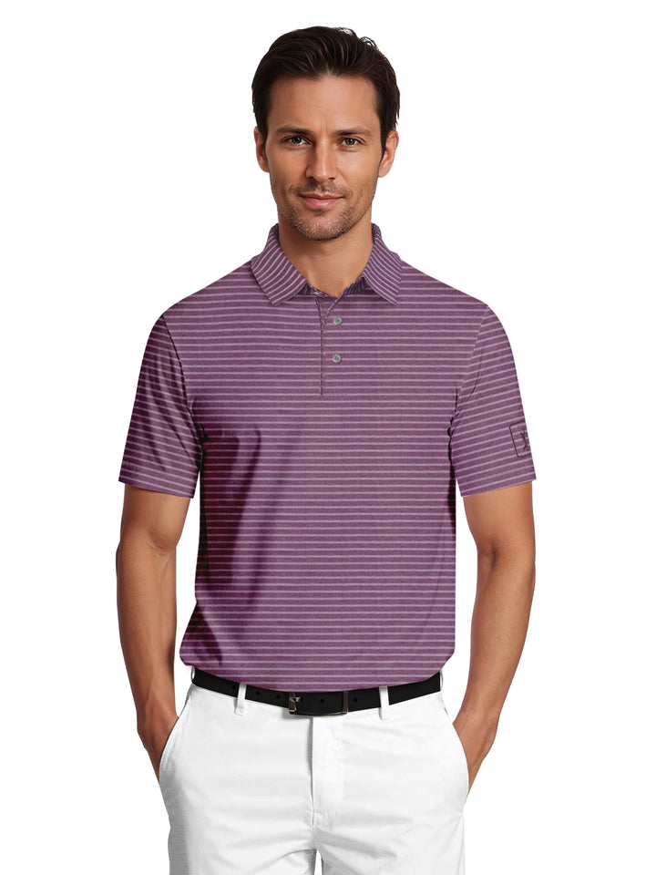 Men's Heather Feeder Stripe Golf Polo