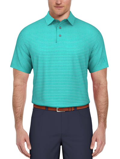 Short Sleeve HEATHER STRIPE FEEDER POLO (Lt Scuba Blu Htr) 