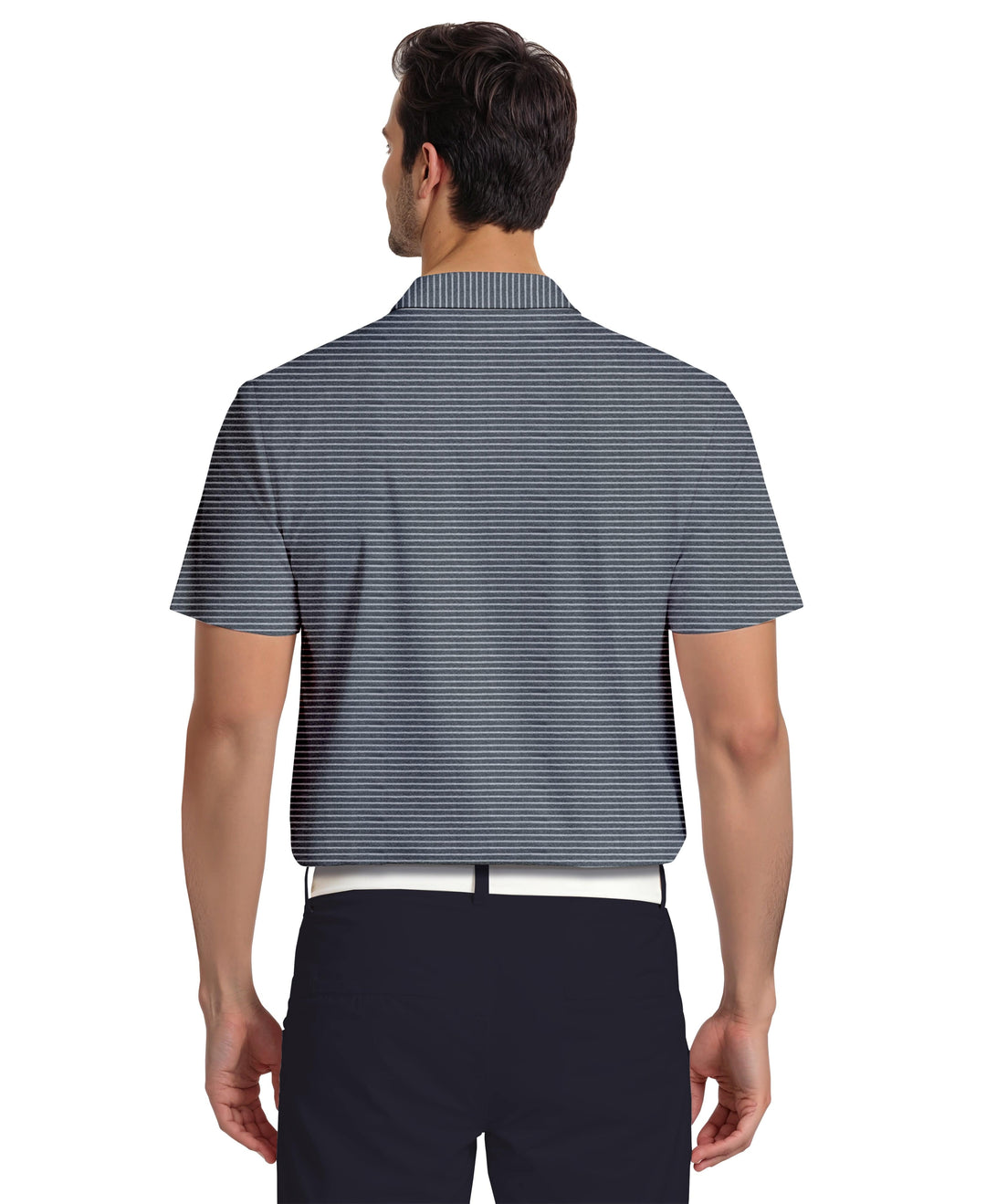 Heather Feeder Stripe Golf Polo (Peacoat Htr) 