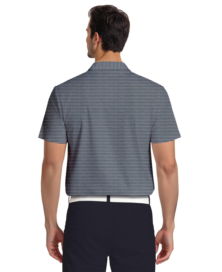 Heather Feeder Stripe Golf Polo (Peacoat Htr) 