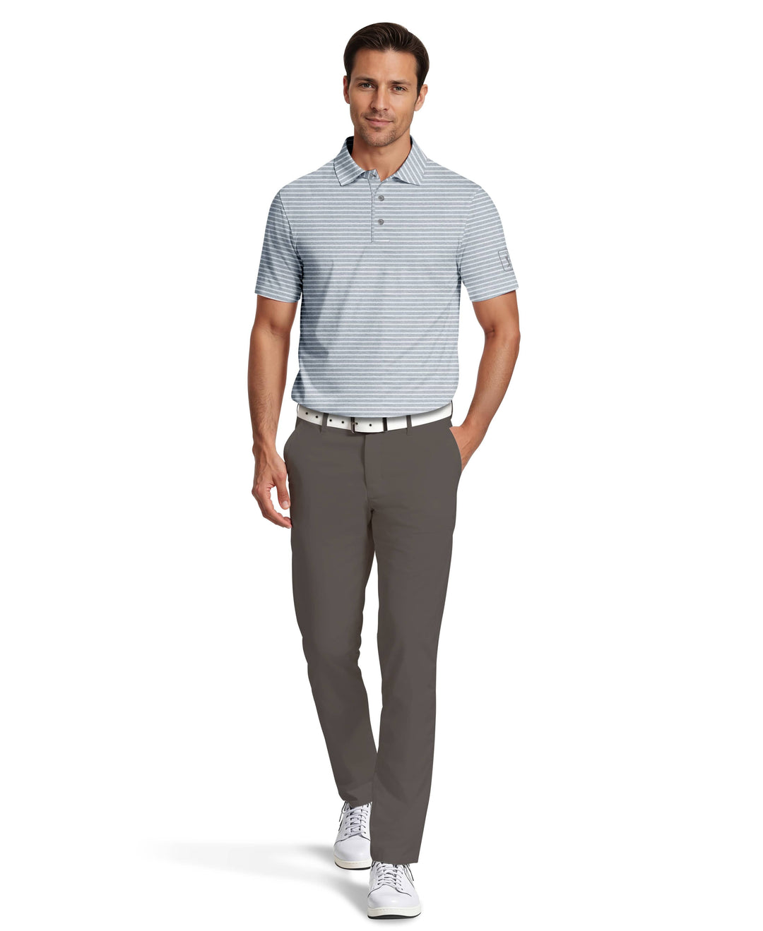 Heather Feeder Stripe Golf Polo (Tradewinds Htr) 