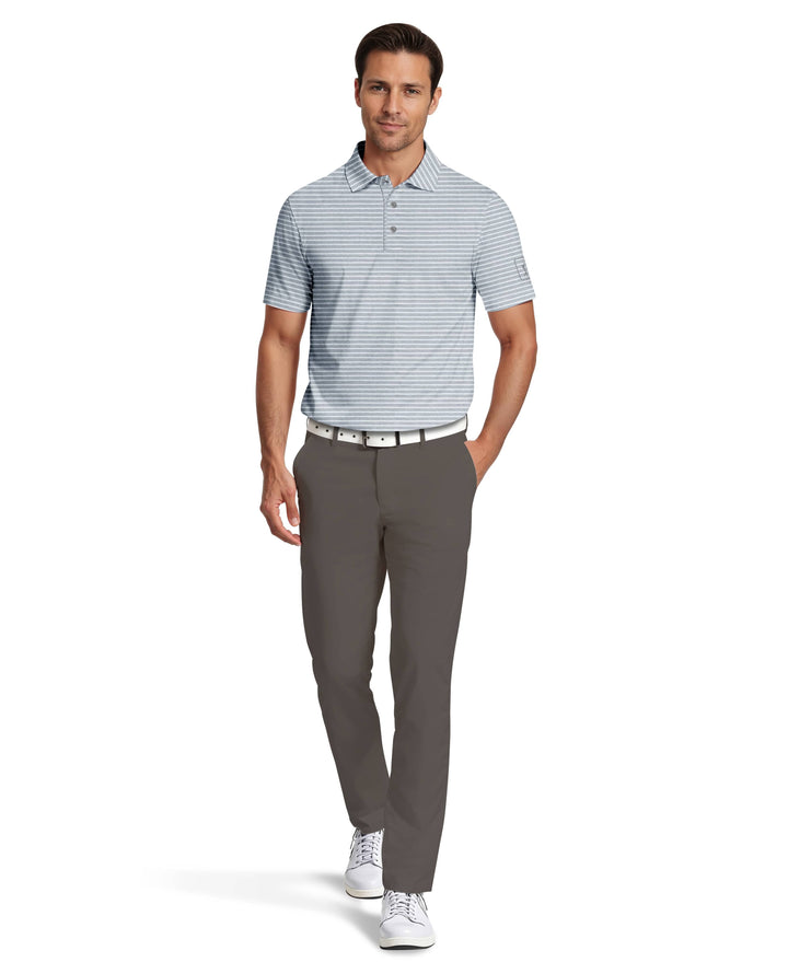 Heather Feeder Stripe Golf Polo (Tradewinds Htr) 