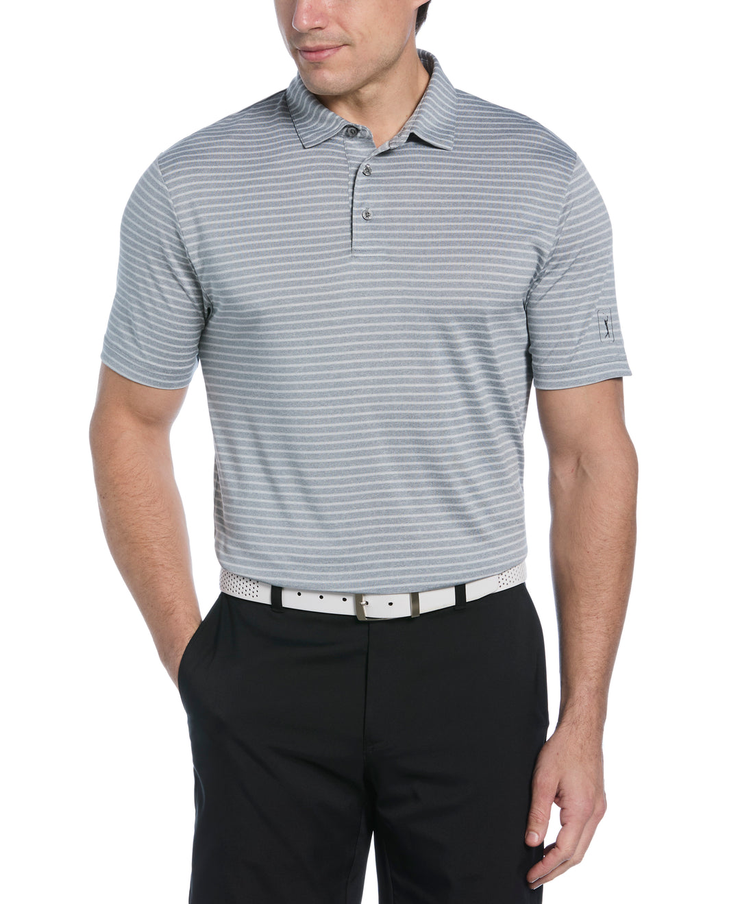 Heather Feeder Stripe Golf Polo (Tradewinds Htr) 