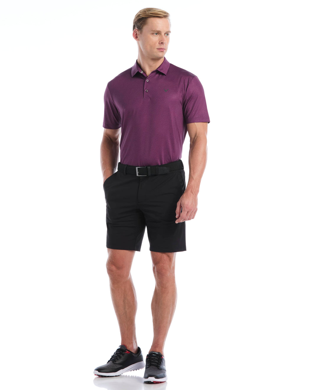 Heather Geo Print Golf Polo (Italian Plum) 