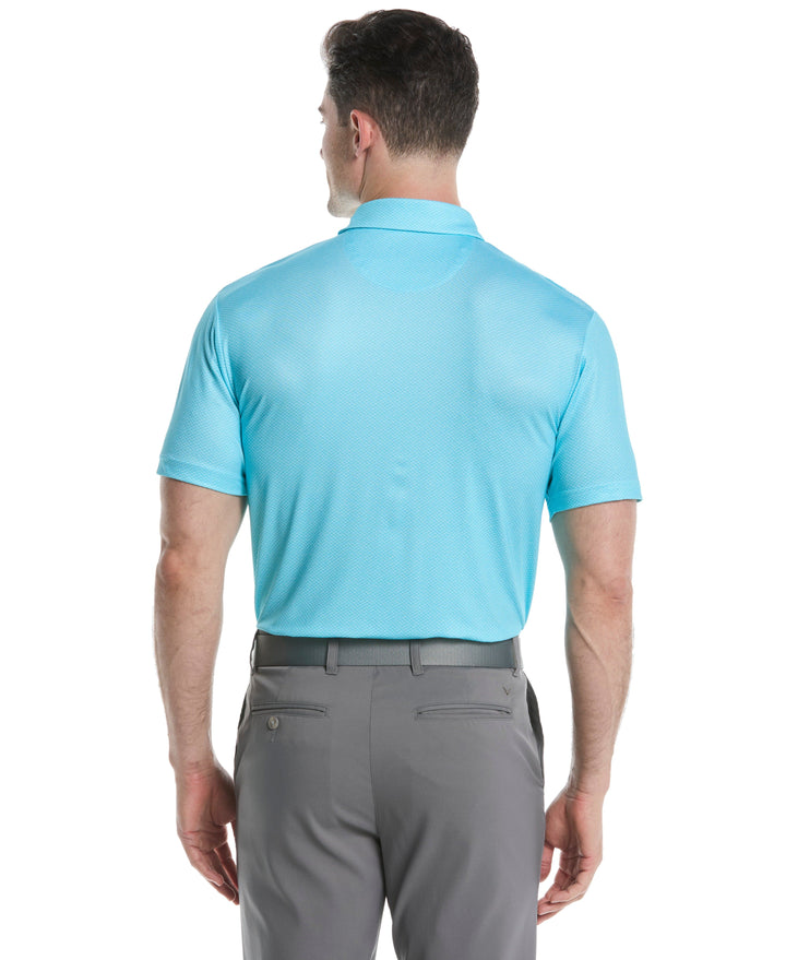 Mens Heather Geo Print Golf Polo (Blue Radiance) 