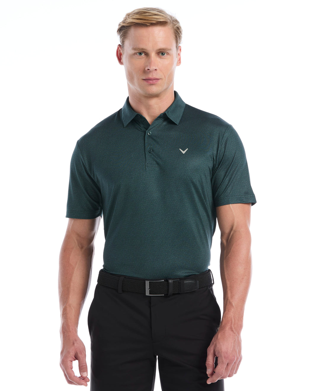 Heather Geo Print Golf Polo (Green Gables) 