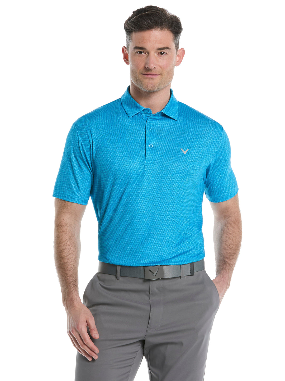 Men's Heather Geo Print Golf Polo