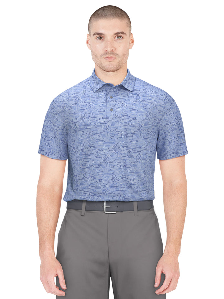 Heather Linear Print Golf Polo (Della Robbia Bl) 